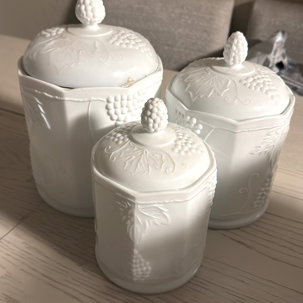 Milk Glass Canister set of three